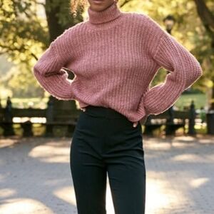 Lulus - Soft Winter Rusty Rose turtleneck Sweater